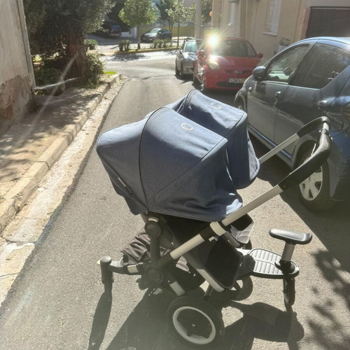 Bugaboo Donkey Twin stroller used with extension for third child