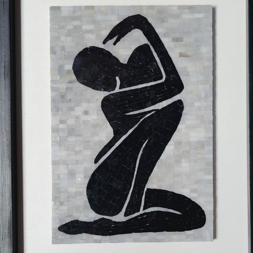 Mosaic artwork with glass tiles new, framed 21x30 and 34x43 cm