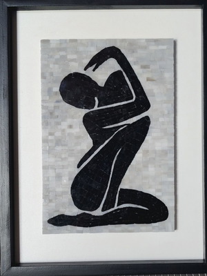 Mosaic artwork with glass tiles new, framed 21x30 and 34x43 cm