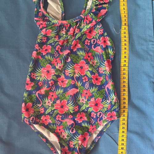 Benetton one-piece swimsuit size XXS 3-4 years like new, blue with pink