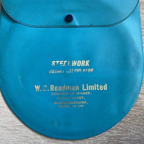 Vintage weight calculator used for steel plates, cylinders, tubes, bars