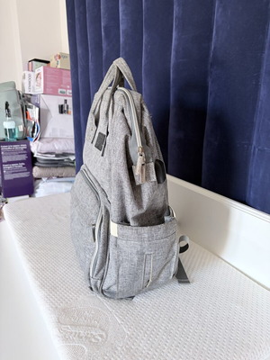 Baby essentials diaper bag, neutral color