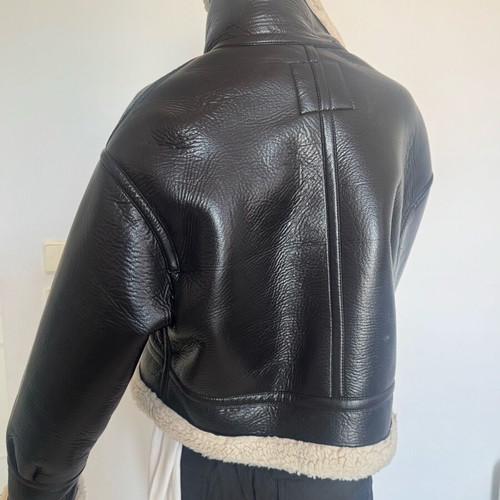 Oversized Shearling Jacket Zara like new, dark brown and beige