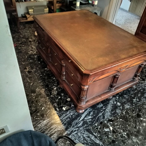 Neoclassical coffee table used with 18 drawers and 6 writing shelves