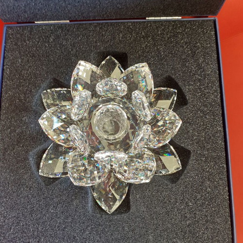 Swarovski large lotus candle holder new