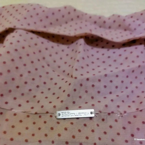 Small BSB No38 ημιδιάφανη πουά μπλούζα dusty pink-καφέ μεταχειρισμένη με κορδέλα