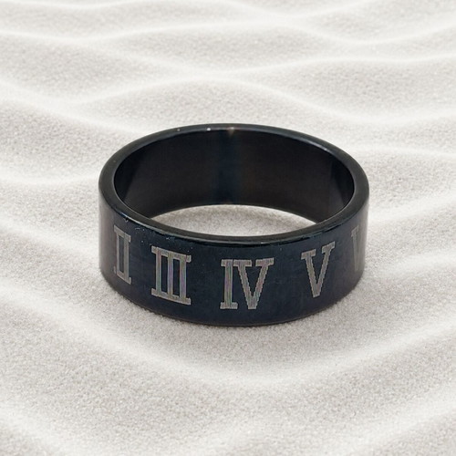 Steel ring with Latin numerals new, black