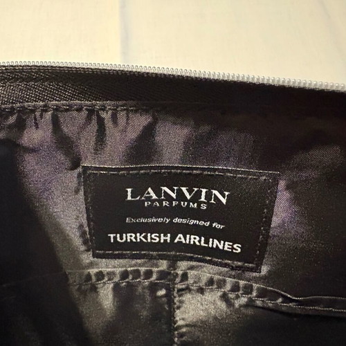 Lanvin toiletry bag new black with gray pattern and travel cosmetics