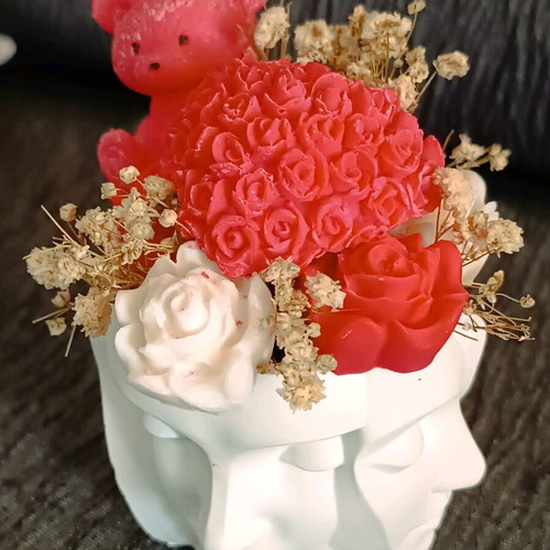 Porcelain container many faces new filled with scented candles