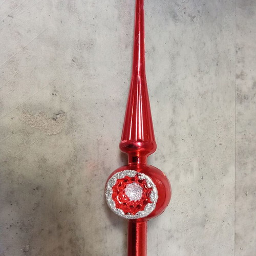 Christmas tree topper silver red vintage used, 1980s 1990s