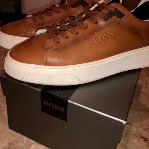 BOSS Men's Leather Sneakers like new, brown, size 41
