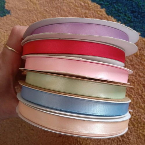 Ribbons 10mm 6 colors, new, 50 meters each