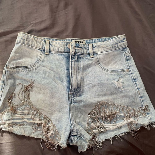 Shorts with rhinestones modern, like new, size M 38 10, blue