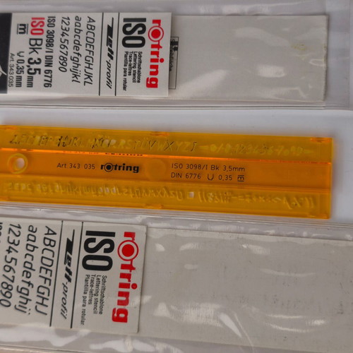 Rotring ISO DIN Technical Drawing Stencil Set used, 3 sizes
