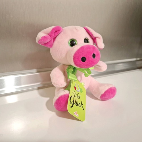 Good Luck plush pig new with horseshoe and ribbon