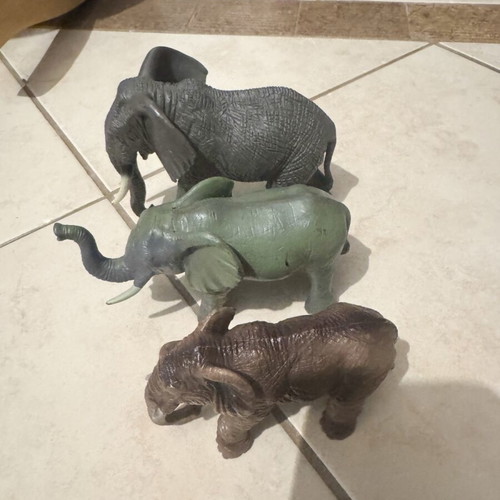 Elephant figures used, set of 3, different sizes
