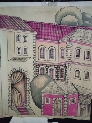Shadow Theater Scenery Cloth Mansion like new