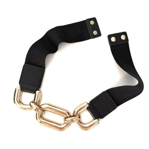 Elastic belt with large gold rings new, one size