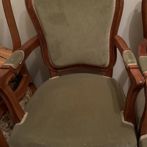 Louis XV vintage neoclassical furniture set like new, carved wood upholstery