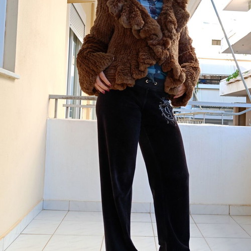 On Line brown rabbit fur like new, youthful, size M