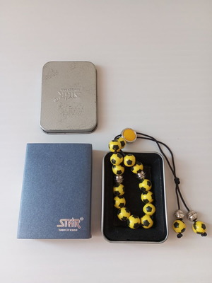 Yellow and Black Komboloi new, football bead design