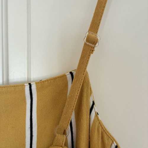 Bershka retro-style mustard striped summer jumpsuit size M like new