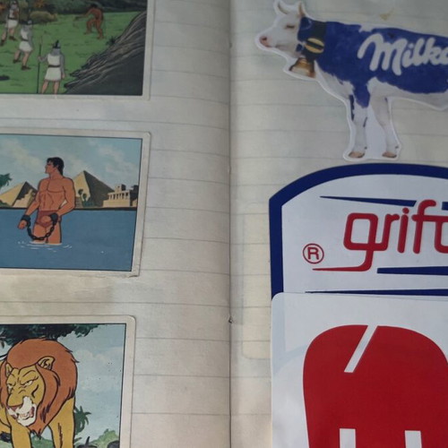 Sticker album used with football, Captain Planet, Star Trek stickers
