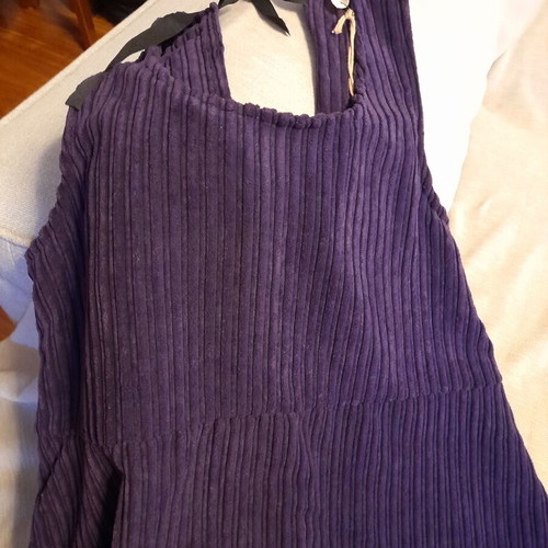 Corduroy salopette dress A-line new, purple, made in Italy