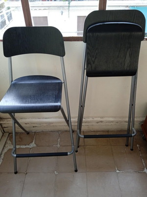 Folding bar stools used, set of 2 with backrest