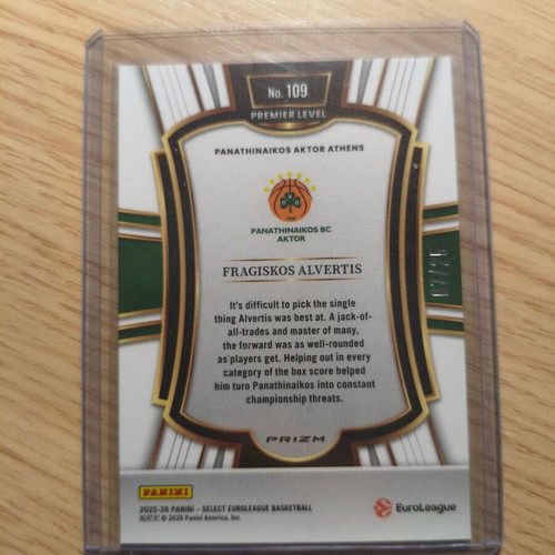 2025-26 Select EuroLeague Premier Level Tie-Dye Prizm Fragiskos Alvertis card new