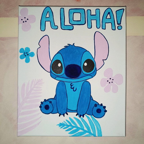 Stitch painting like new, acrylic on canvas 20x30