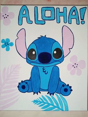 Stitch painting like new, acrylic on canvas 20x30