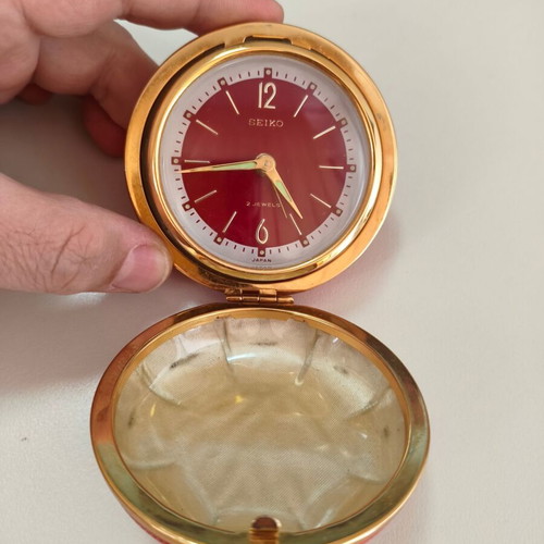 Seiko Vintage 1960s Travel Alarm Clock used, needs repair, decorative