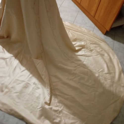 Wedding dress beige strapless with embroidered beads, like new