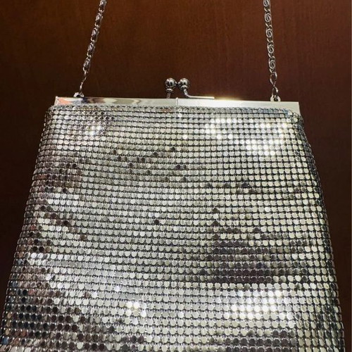 Vintage Scheilan silver evening crossbody bag like new with strass