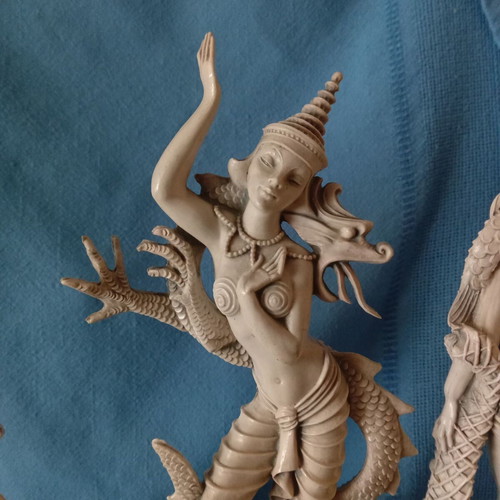 Asian figurines used, resin or plastic, set of 4
