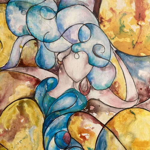 Painting Muza custom made, acrylic on canvas 90x60