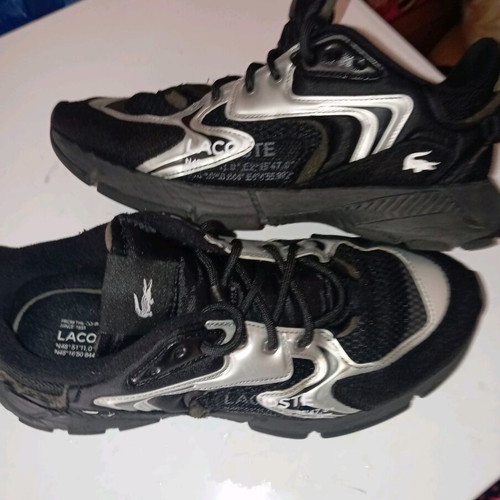 Lacoste sneakers size 44.5 used, black with repair