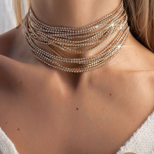 Choker gold plated with strass, like new