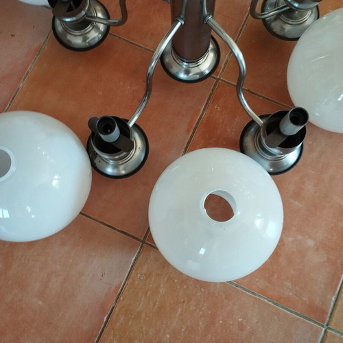 5-Light Chandelier used with white globes space age style