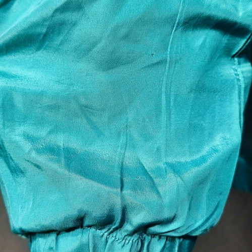 Vintage bomber jacket used, emerald green with puffed sleeves
