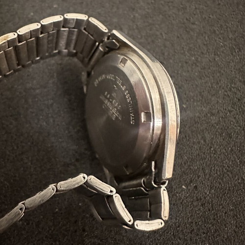 Seiko 5 vintage 70s automatic wristwatch used, silver