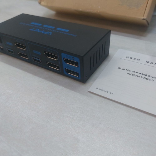 VPFET VP-SW223 KVM switch for 2 monitors and 2 PCs, DisplayPort 1.4, 8K/4K, USB 3.0