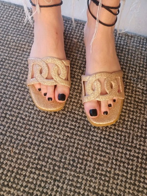 Gold slippers like new, size 37