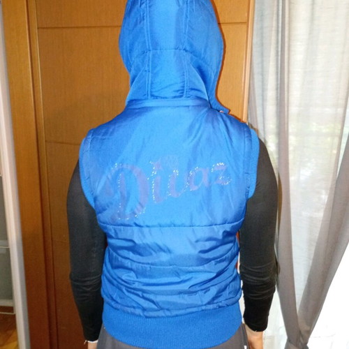 BodyTalk sleeveless women's jacket used, blue, with hood