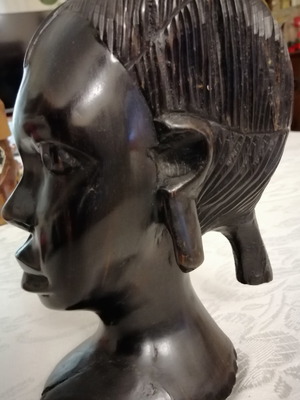 Head of Black Woman used, solid ebony wood sculpture