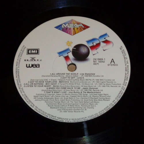 Mega Tops Various Hits double vinyl record like new, pop