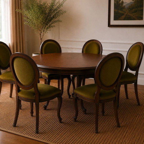 Dining table set with 6 chairs like new, solid wood