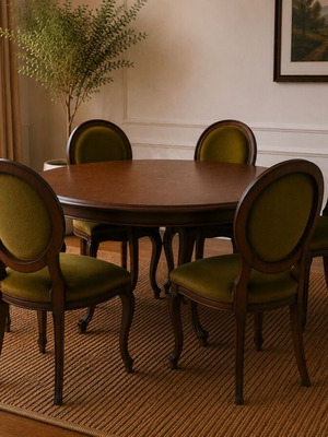 Dining table set with 6 chairs like new, solid wood