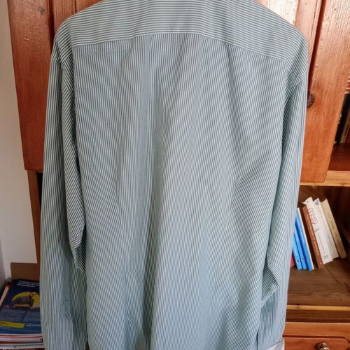 PetraTos men's dress shirt like new, striped green, M/L